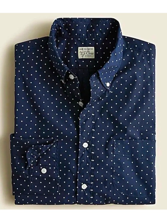 J. Crew Other - J. Crew Organic Cotton Large (L) Slim Fit Shirt - Dark Blue with Polka Dots